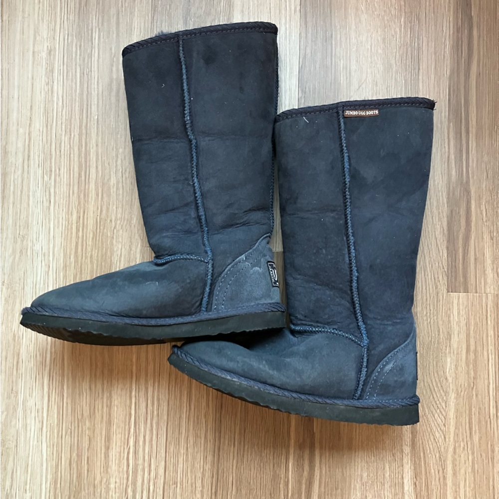 UGG Jumbo Classic Tall Navy Blue Sheepskin Boots - Picture 5 of 12